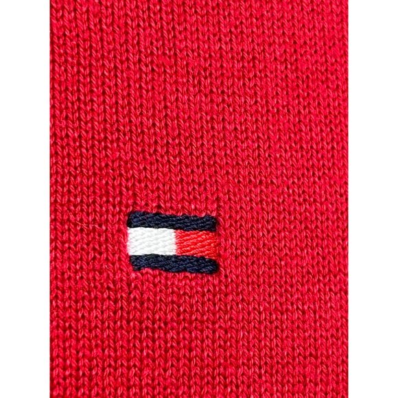 0705A- Tommy Hilfiger Men’s Sweater XL Red V-Neck Pullover Ribbed Cotton Logo - Picture 2 of 9